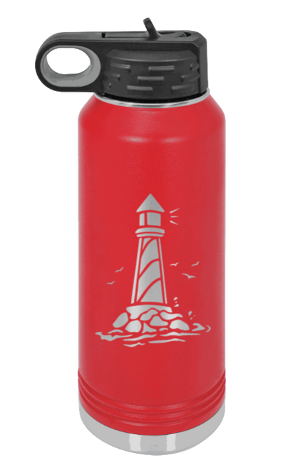 Lighthouse - 32oz Water Bottle Laser Engraved- Red