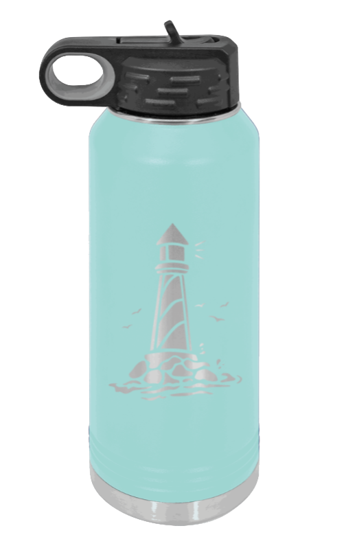 Lighthouse - 32oz Water Bottle Laser Engraved- Teal