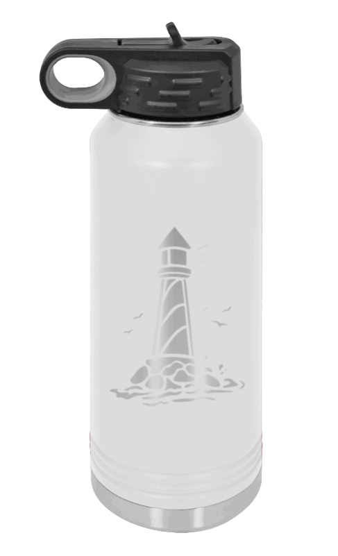 Lighthouse - 32oz Water Bottle Laser Engraved- White