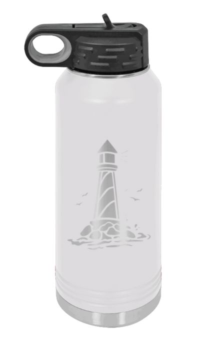 Lighthouse - 32oz Water Bottle Laser Engraved- White