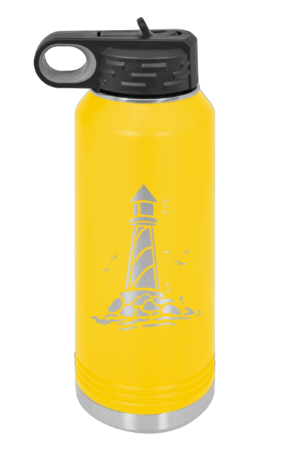 Lighthouse - 32oz Water Bottle Laser Engraved- Yellow