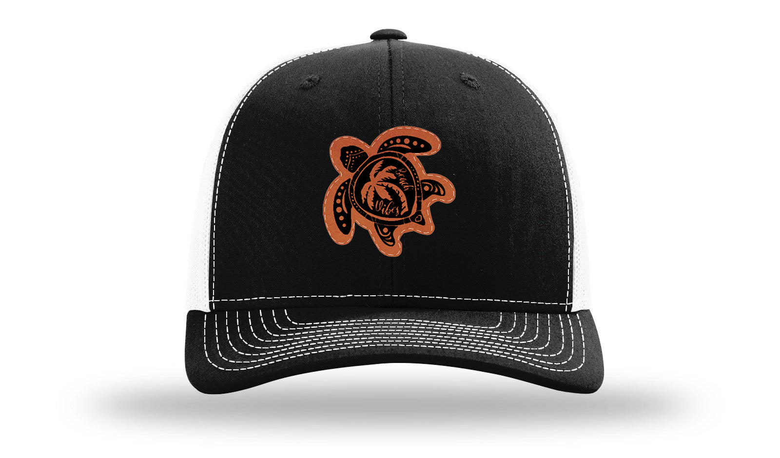 Turtle Leather Patch Richardson 112 Hat-Black / White