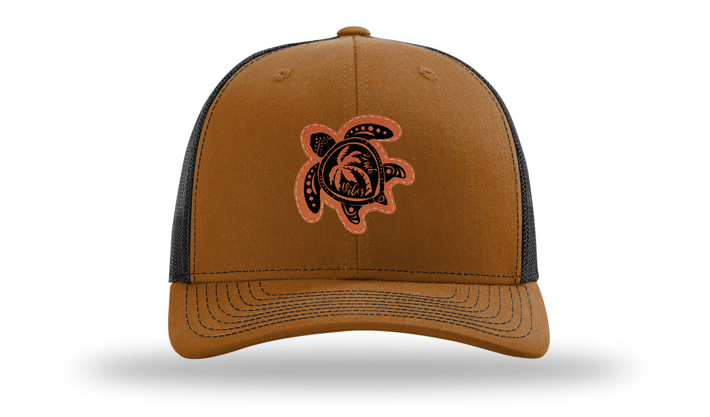 Turtle Leather Patch Richardson 112 Hat-Caramel / Black