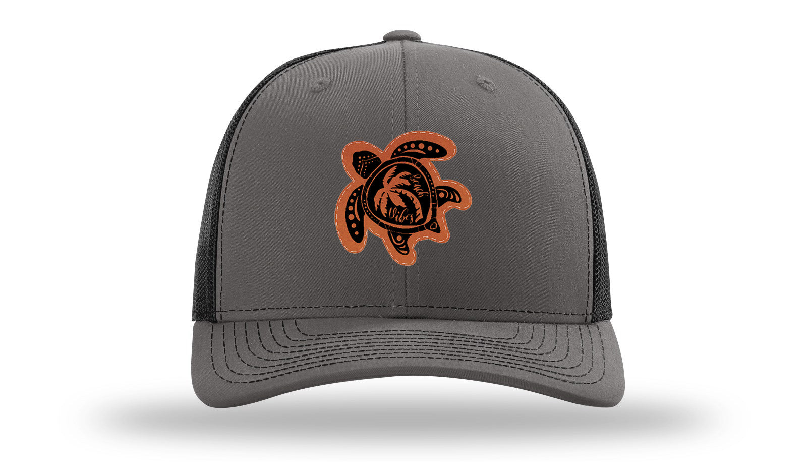 Turtle Leather Patch Richardson 112 Hat-Charcoal / Black