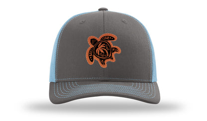 Turtle Leather Patch Richardson 112 Hat-Charcoal / Columbia Blue