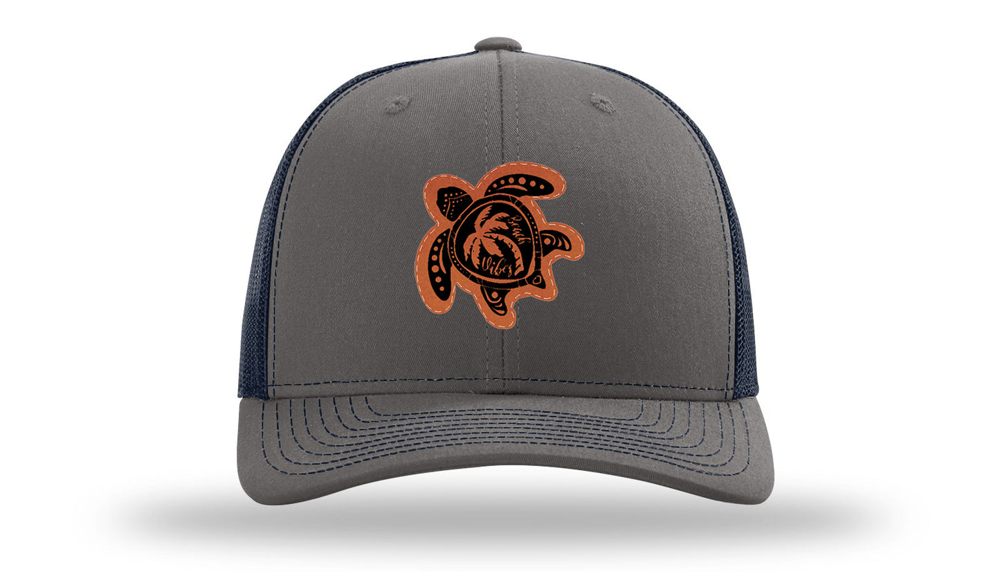 Turtle Leather Patch Richardson 112 Hat-Charcoal / Navy