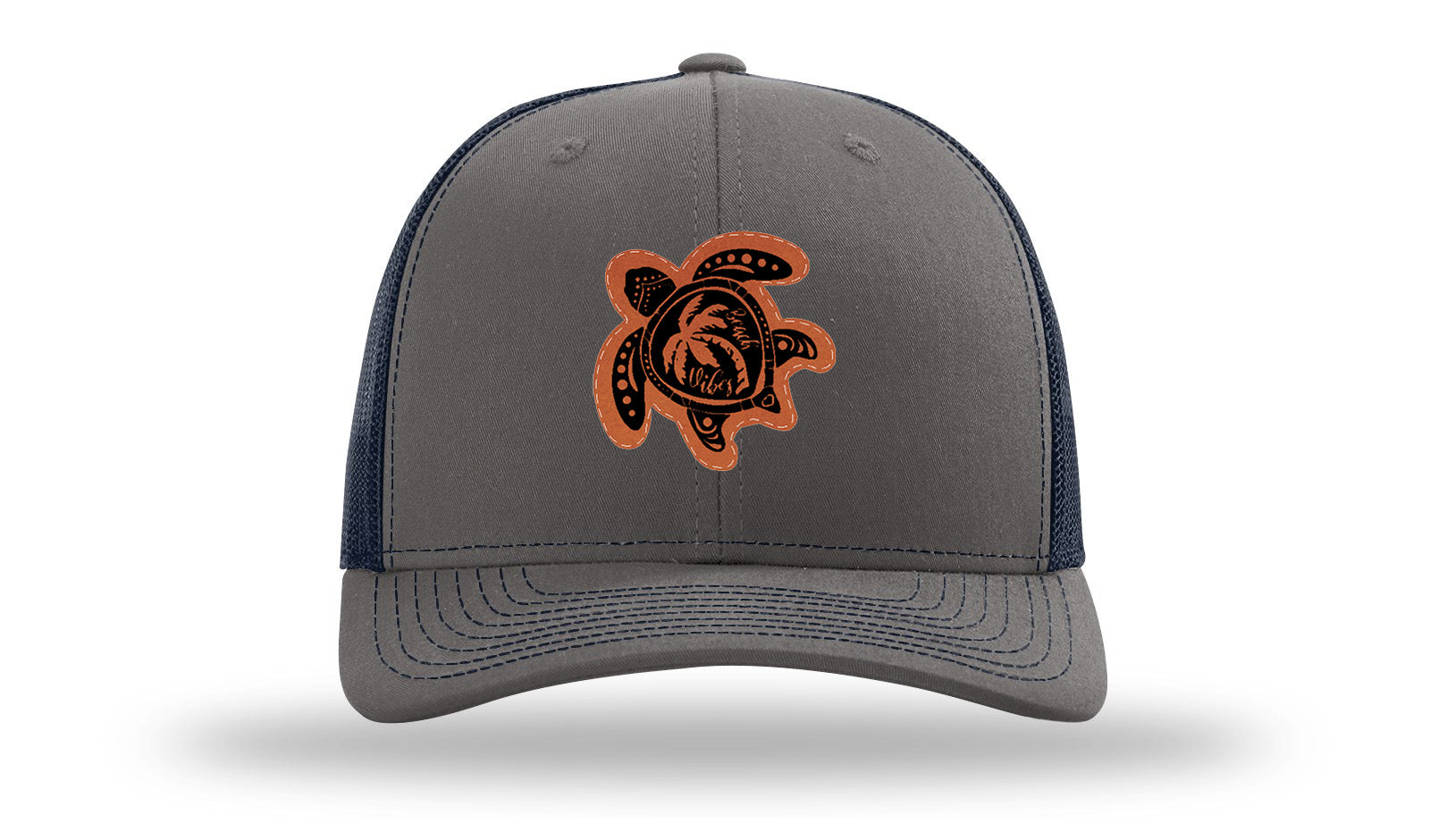 Turtle Leather Patch Richardson 112 Hat-Charcoal / Navy