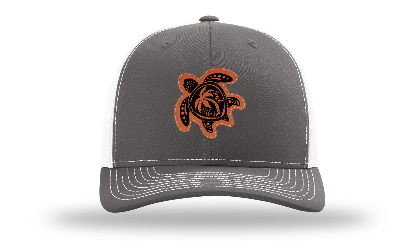 Turtle Leather Patch Richardson 112 Hat-Charcoal / White
