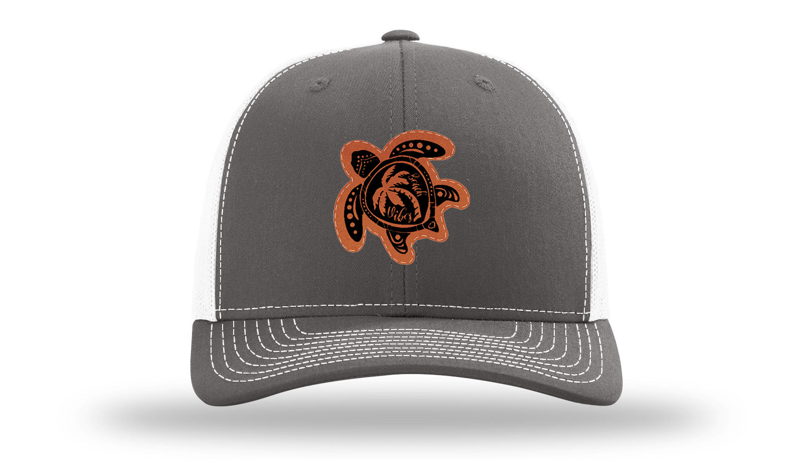 Turtle Leather Patch Richardson 112 Hat-Charcoal / White