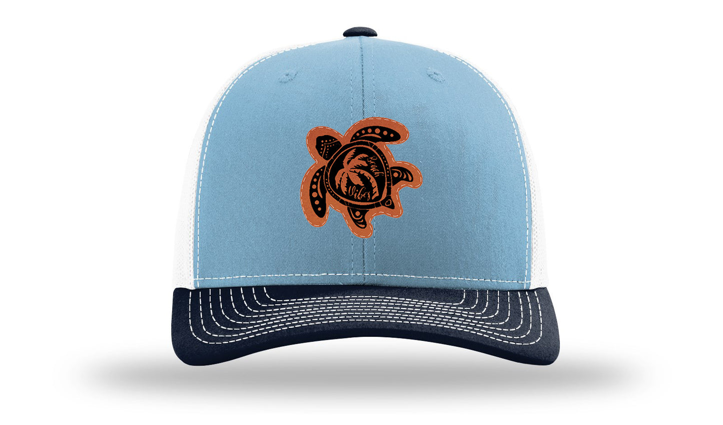 Turtle Leather Patch Richardson 112 Hat-Columbia Blue / White / Navy
