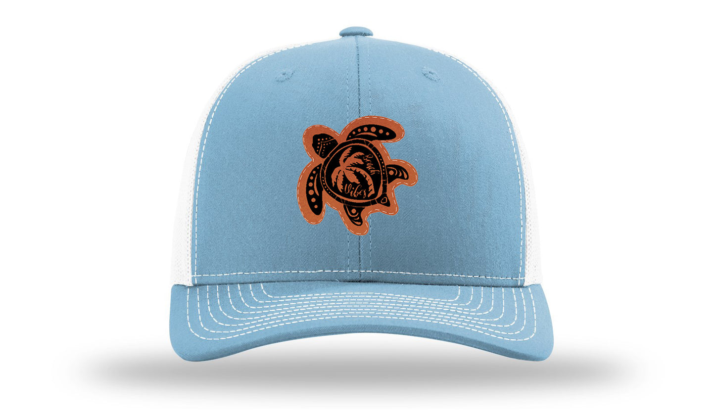 Turtle Leather Patch Richardson 112 Hat-Columbia Blue / White