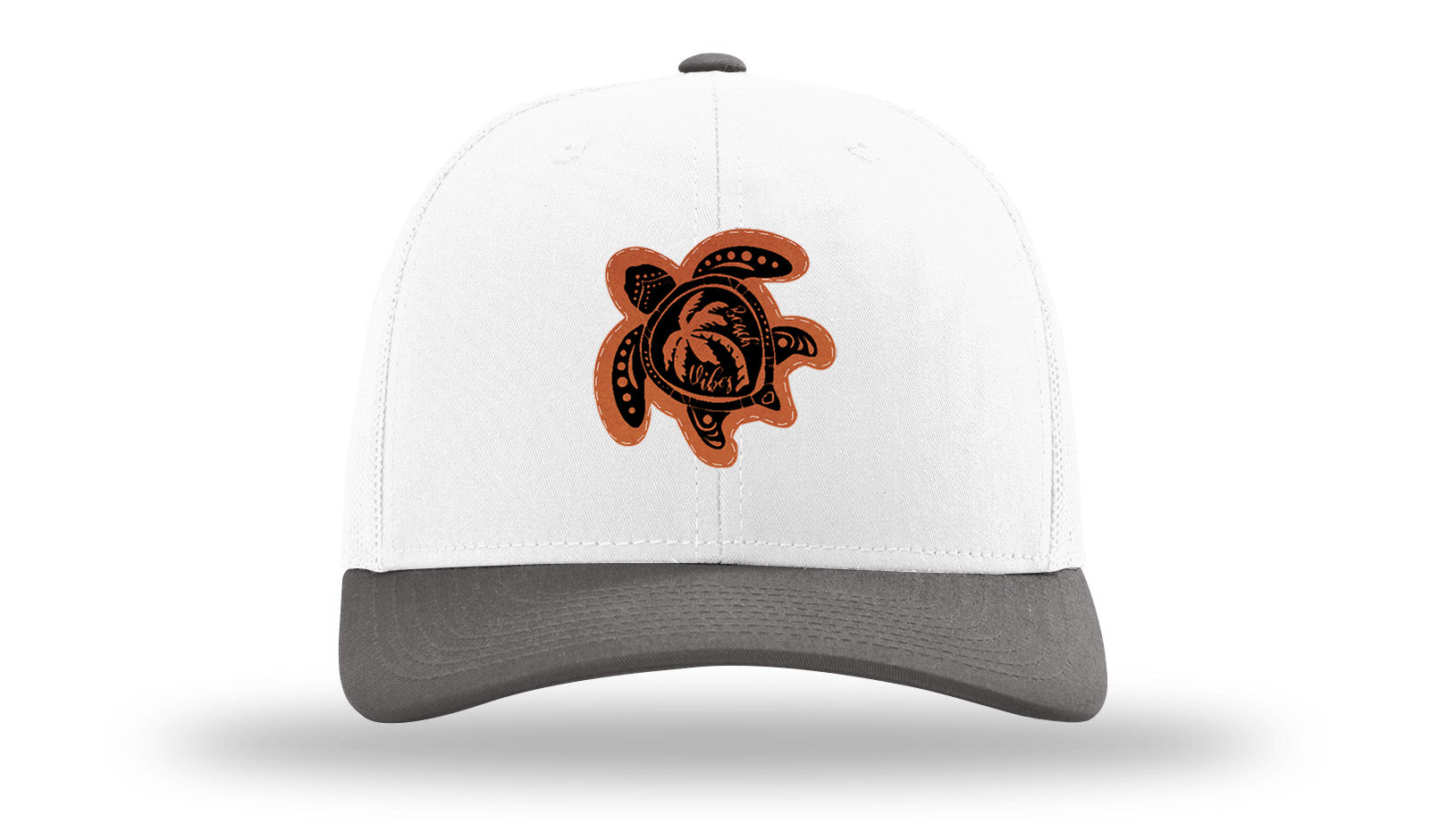 Turtle Leather Patch Richardson 112 Hat-White / Charcaol - CMB 