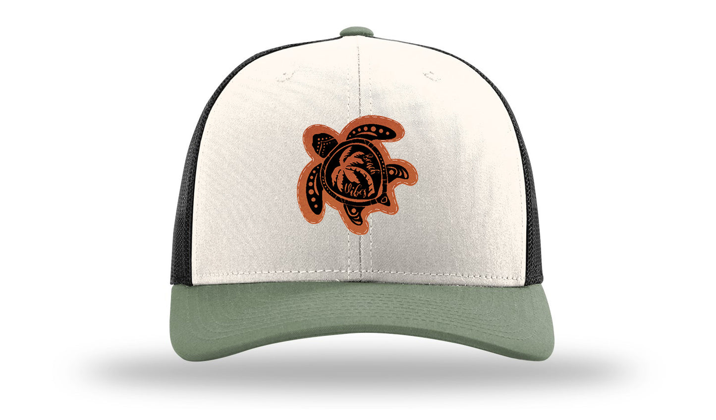 Turtle Leather Patch Richardson 112 Hat-Cream / Black / Loden