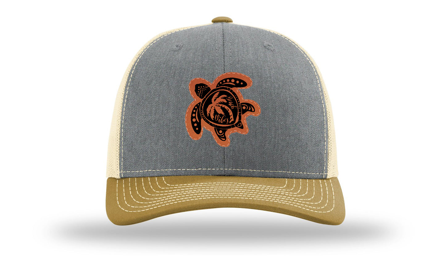 Turtle Leather Patch Richardson 112 Hat-Heather Grey / Birch / Amber Gold