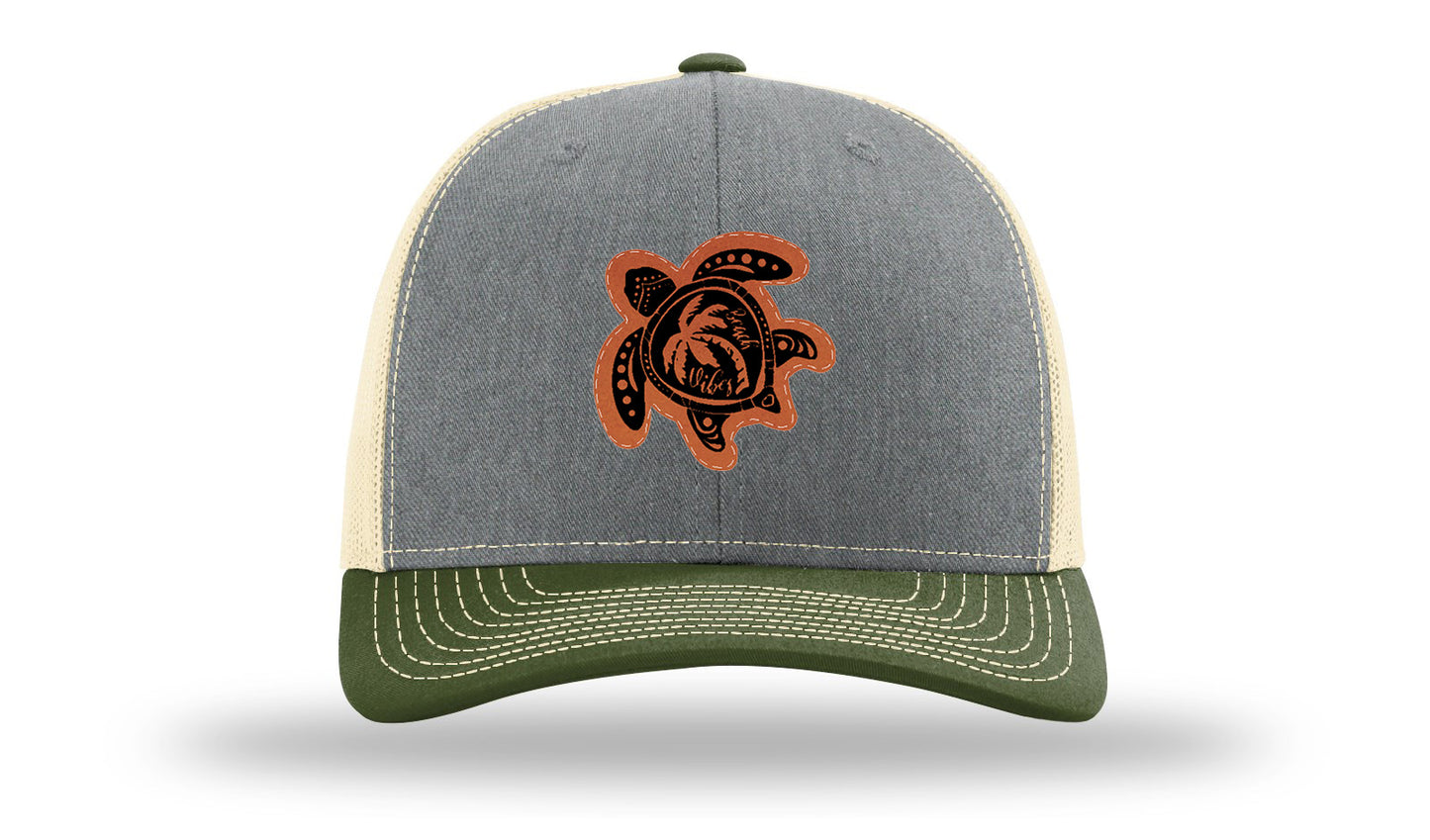 Turtle Leather Patch Richardson 112 Hat-Heather Grey / Birch / Army Olive