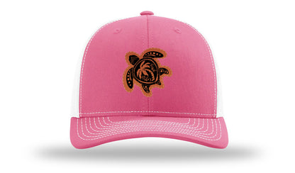 Turtle Leather Patch Richardson 112 Hat-Hot Pink / White