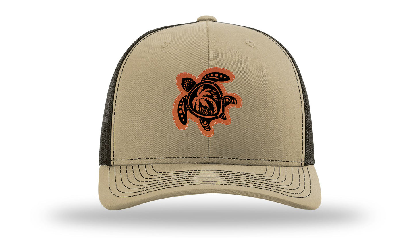Turtle Leather Patch Richardson 112 Hat-Khaki / Coffee