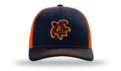 Turtle Leather Patch Richardson 112 Hat-Navy / Orange