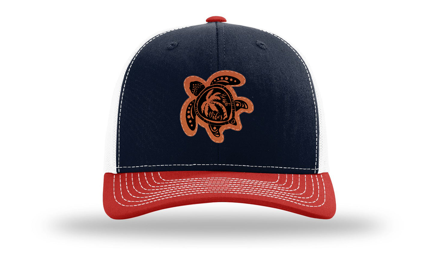 Turtle Leather Patch Richardson 112 Hat-Navy / White / Red