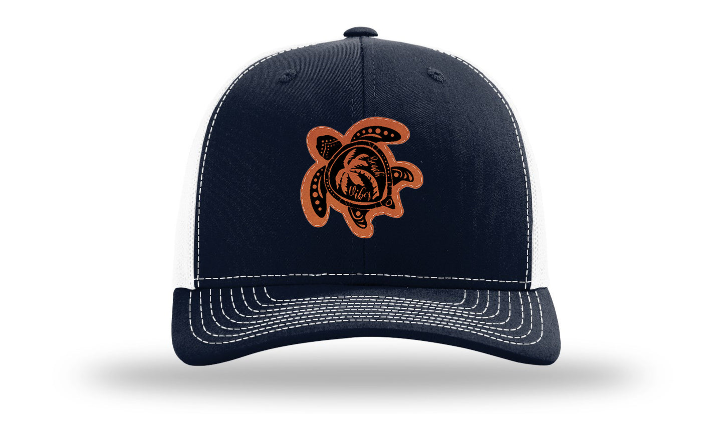 Turtle Leather Patch Richardson 112 Hat-Navy / White
