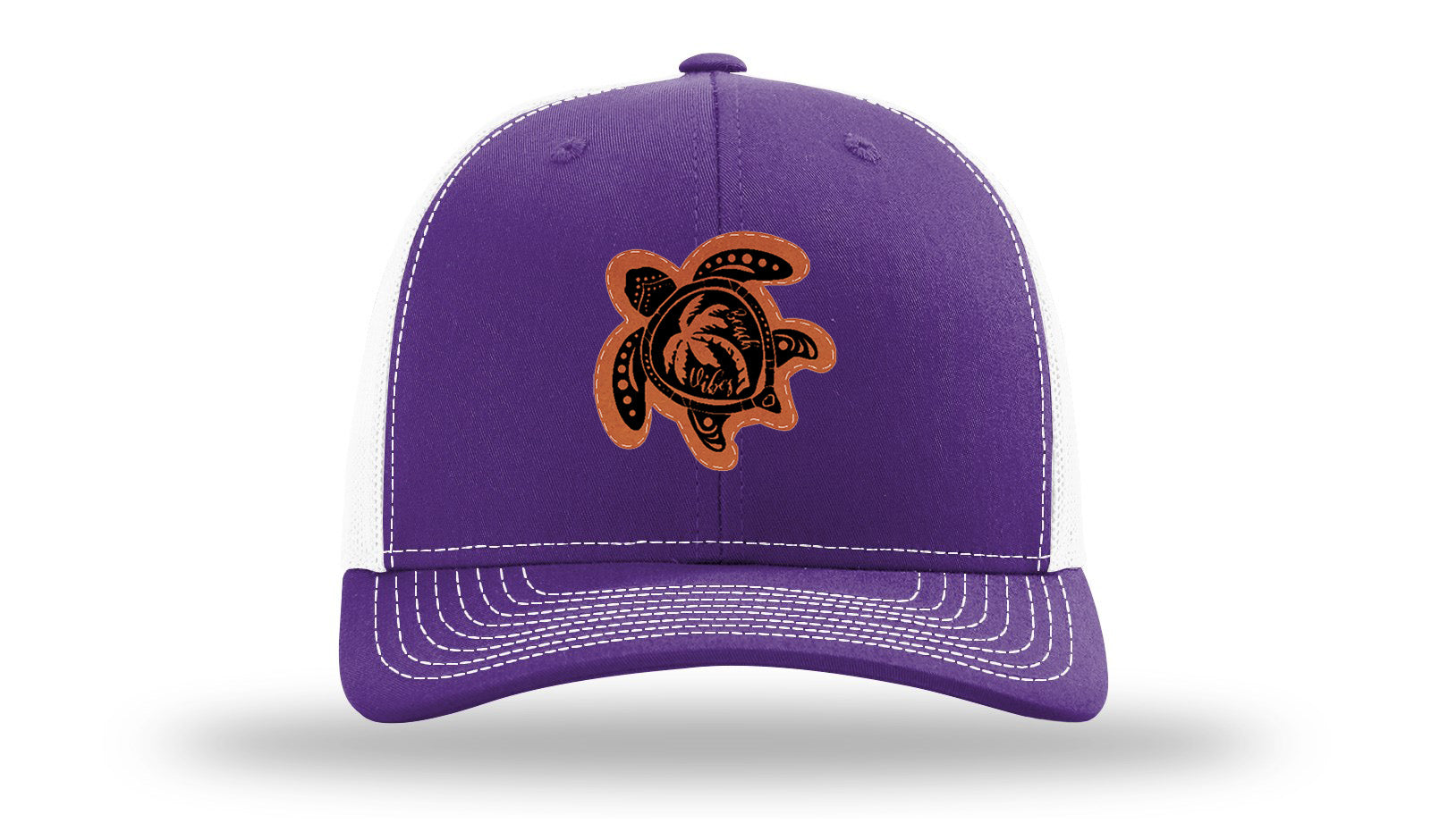 Turtle Leather Patch Richardson 112 Hat-Purple / White