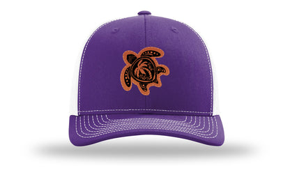 Turtle Leather Patch Richardson 112 Hat-Purple / White