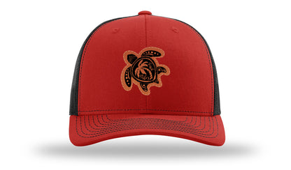 Turtle Leather Patch Richardson 112 Hat-Red / Black