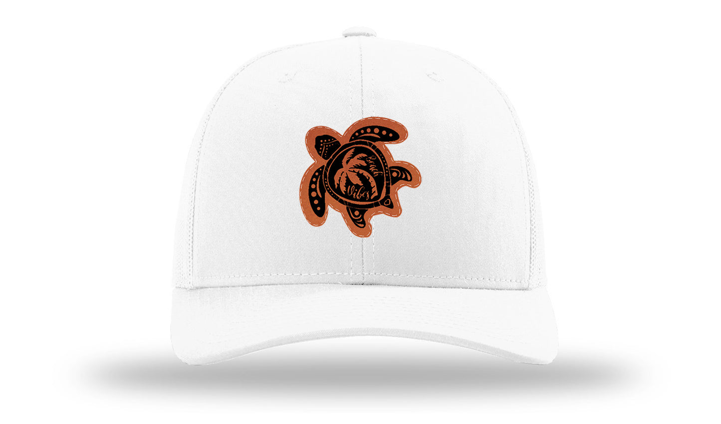 Turtle Leather Patch Richardson 112 Hat-White