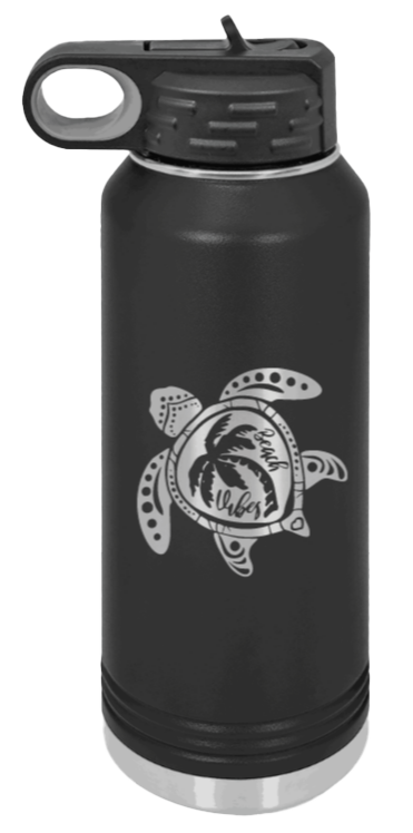 Turtle - 32oz Water Bottle Laser Engraved- Black