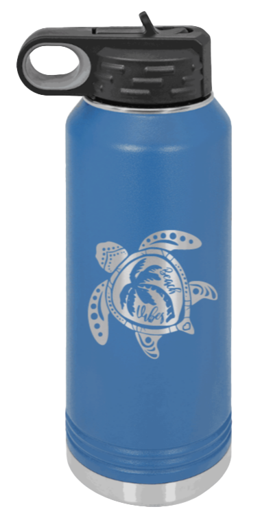 Turtle - 32oz Water Bottle Laser Engraved- Royal Blue