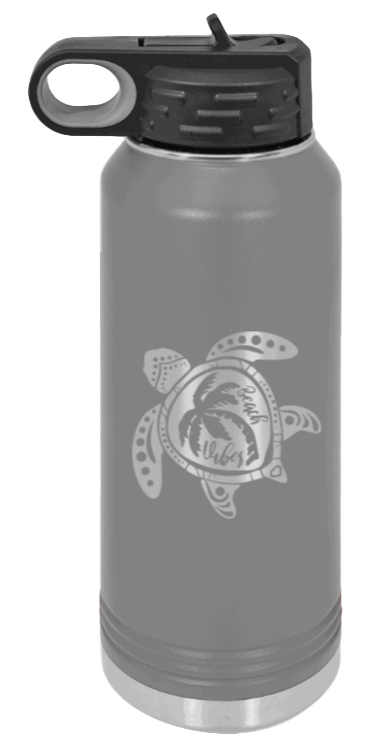 Turtle - 32oz Water Bottle Laser Engraved- Dark Grey