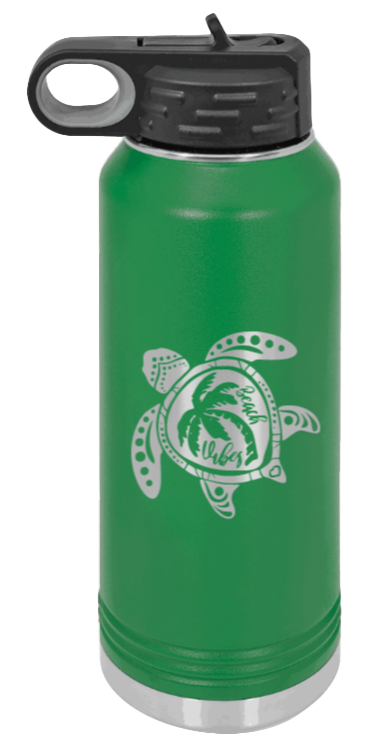 Turtle - 32oz Water Bottle Laser Engraved- Green