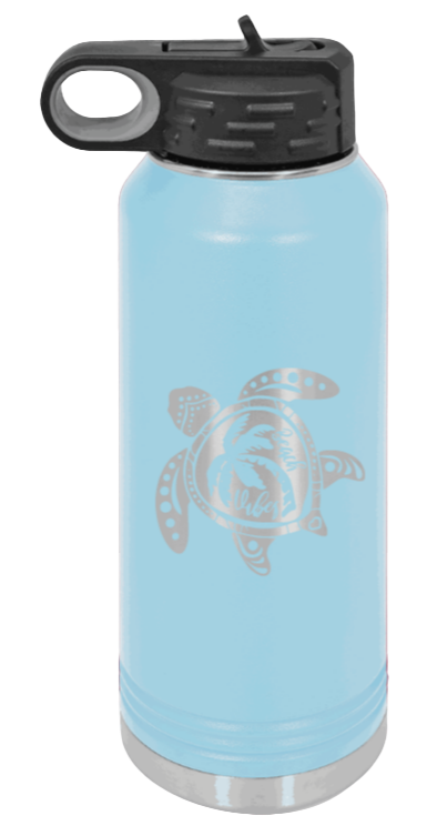 Turtle - 32oz Water Bottle Laser Engraved- Light Blue