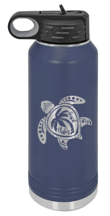 Turtle - 32oz Water Bottle Laser Engraved- Navy