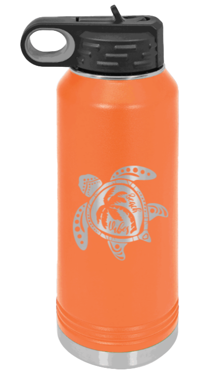 Turtle - 32oz Water Bottle Laser Engraved- Orange