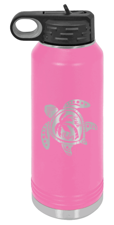 Turtle - 32oz Water Bottle Laser Engraved- Pink