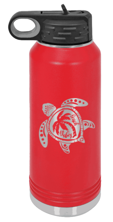 Turtle - 32oz Water Bottle Laser Engraved- Red