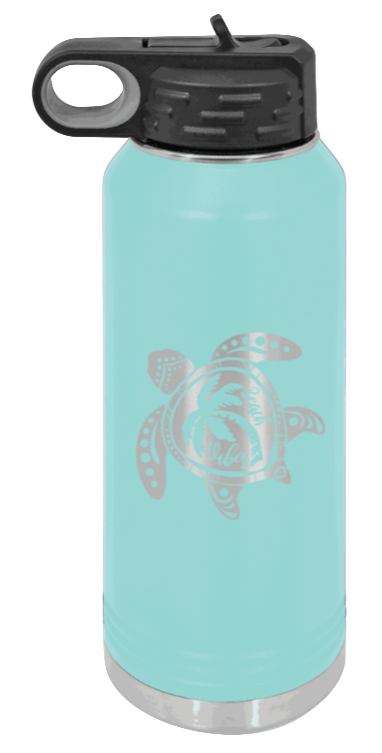 Turtle - 32oz Water Bottle Laser Engraved- Teal