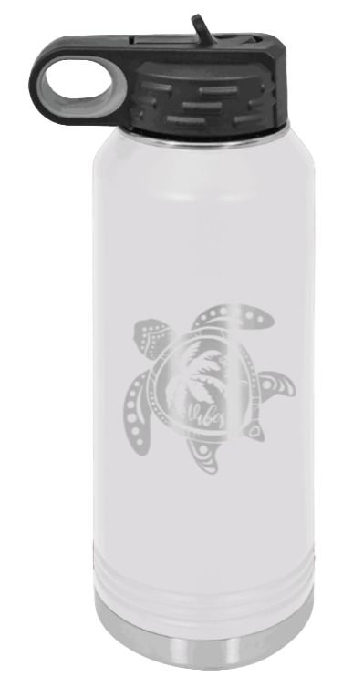 Turtle - 32oz Water Bottle Laser Engraved- White