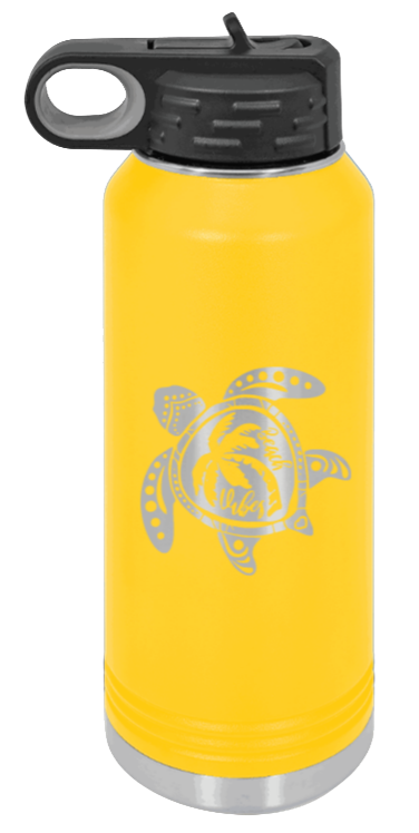 Turtle - 32oz Water Bottle Laser Engraved- Yellow