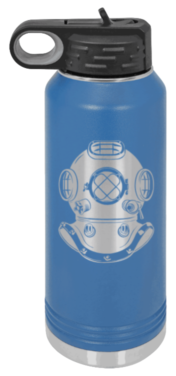Dive Helment - 32oz Water Bottle Laser Engraved- Royal Blue