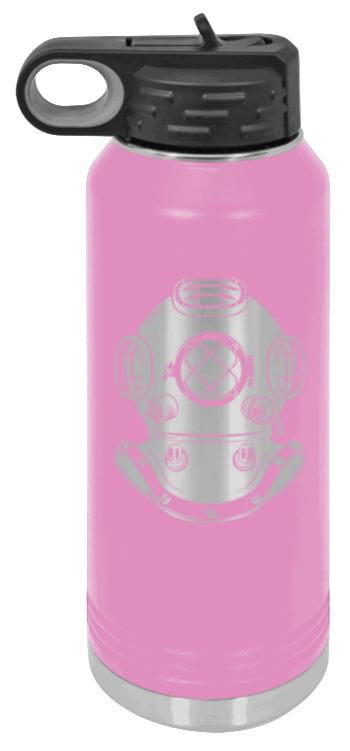 Dive Helment - 32oz Water Bottle Laser Engraved- Light Purple