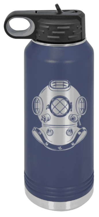 Dive Helment - 32oz Water Bottle Laser Engraved- Navy