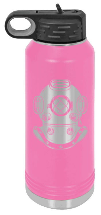 Dive Helment - 32oz Water Bottle Laser Engraved- Pink