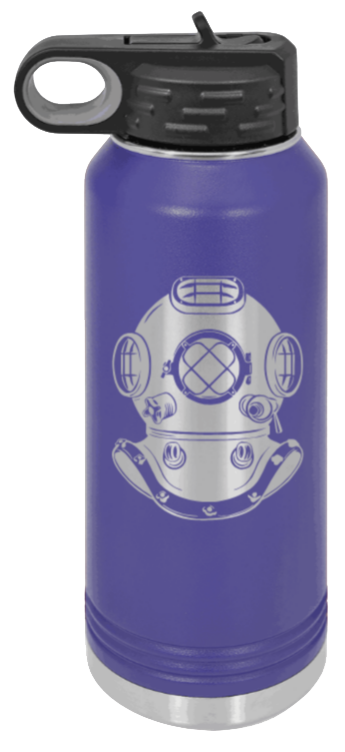 Dive Helment - 32oz Water Bottle Laser Engraved- Purple