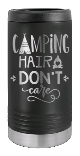 Camping Hair Laser Engraved Slim Can Insulated Koosie