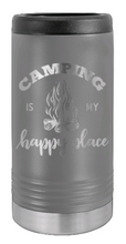 Load image into Gallery viewer, Camping Is My Happy Place Laser Engraved Slim Can Insulated Koosie
