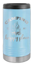 Load image into Gallery viewer, Camping Is My Happy Place Laser Engraved Slim Can Insulated Koosie
