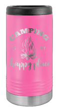 Load image into Gallery viewer, Camping Is My Happy Place Laser Engraved Slim Can Insulated Koosie
