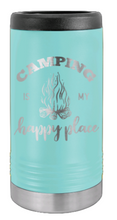 Load image into Gallery viewer, Camping Is My Happy Place Laser Engraved Slim Can Insulated Koosie
